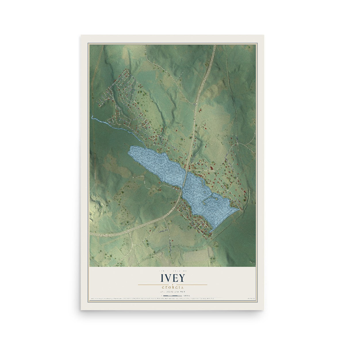 Ivey, Georgia map print, 12" x 18" Archival Matte Print mockup