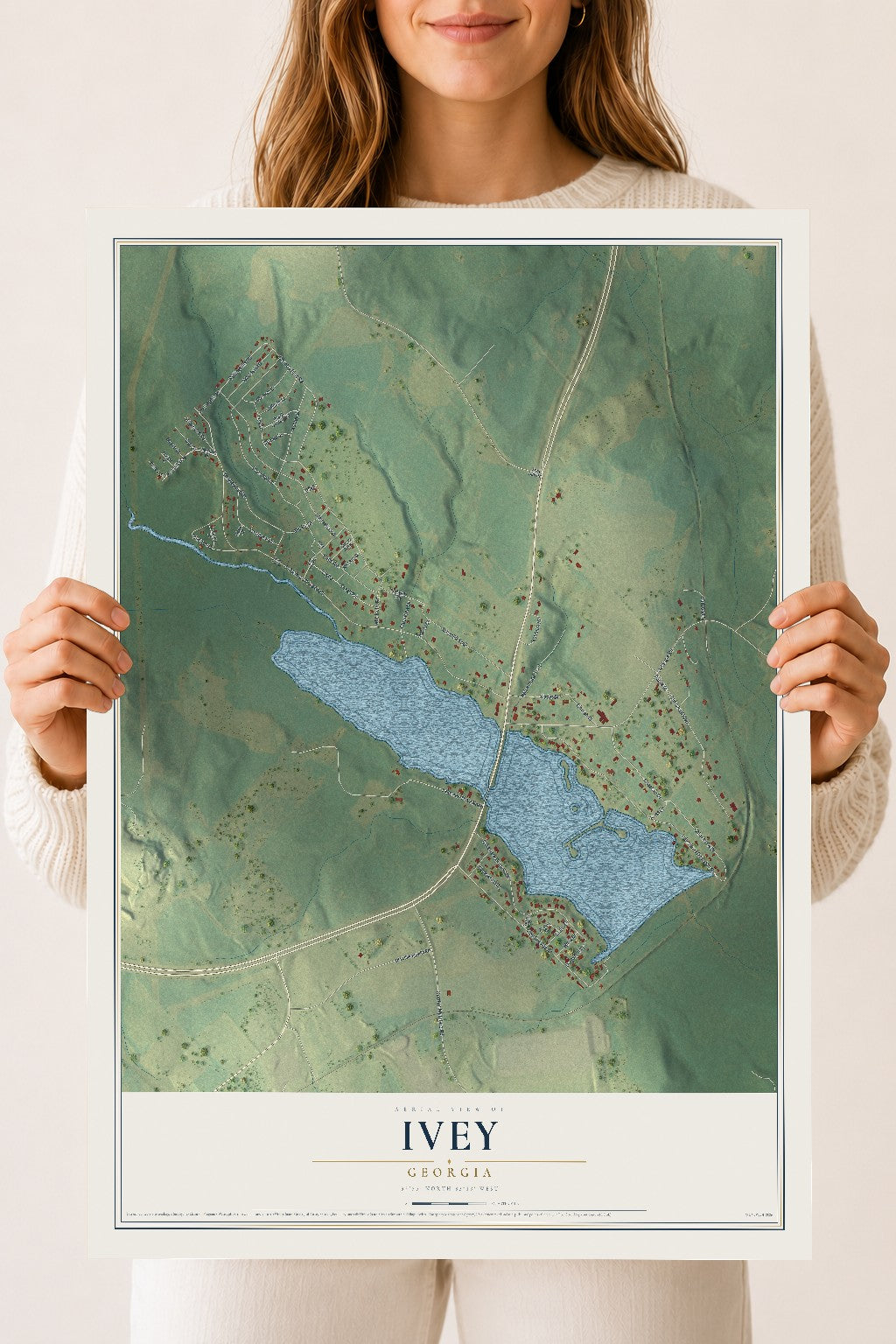 Ivey, Georgia map print, 18" x 24" Archival Matte Print mockup