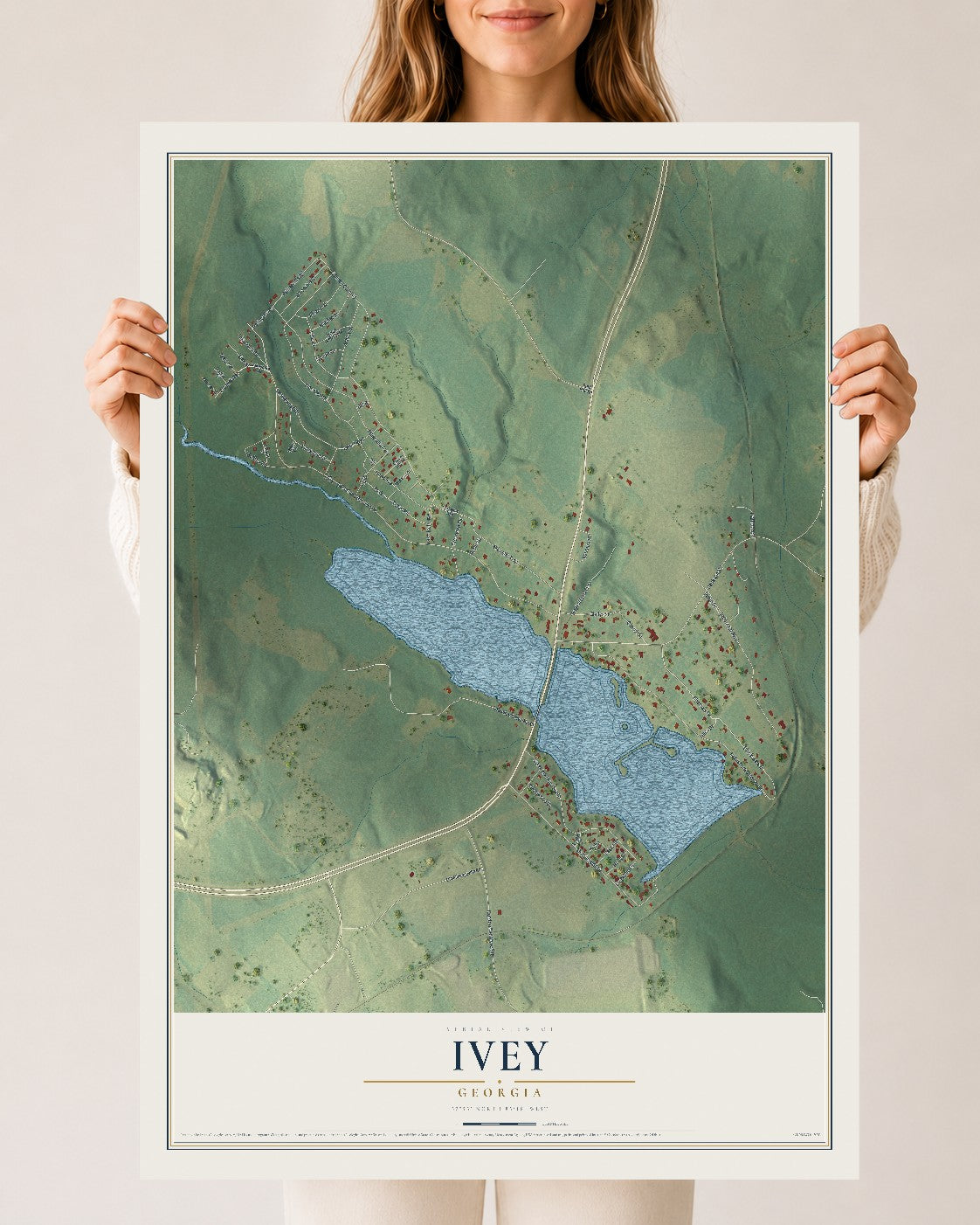 Ivey, Georgia map print, 24" x 36" Archival Matte Print mockup