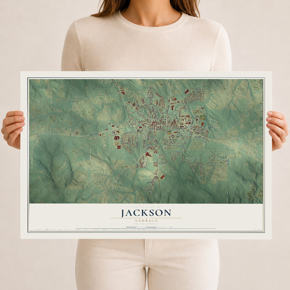 Jackson, Georgia map print, 12" x 18" Archival Matte Print mockup