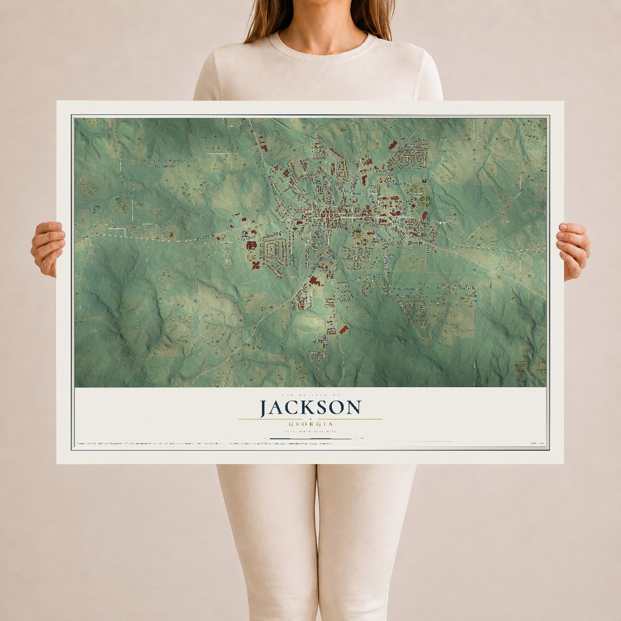 Jackson, Georgia map print, 24" x 36" Archival Matte Print mockup