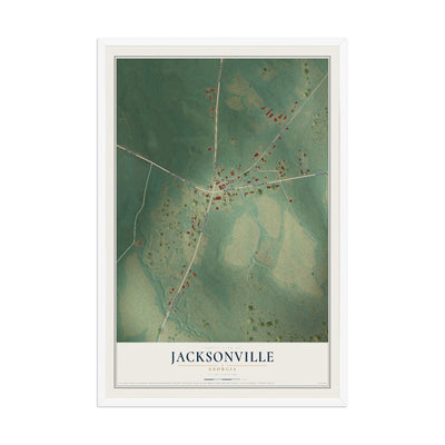 Jacksonville, Georgia map print, 12" x 18" W/ White Ayous Wood Frame mockup