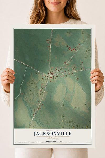 Jacksonville, Georgia map print, 18" x 24" Archival Matte Print mockup