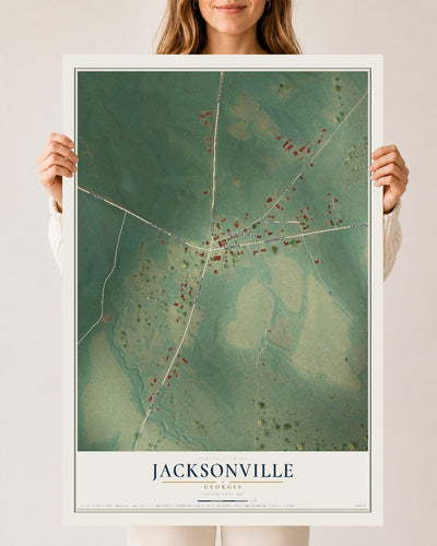 Jacksonville, Georgia map print, 24" x 36" Archival Matte Print mockup