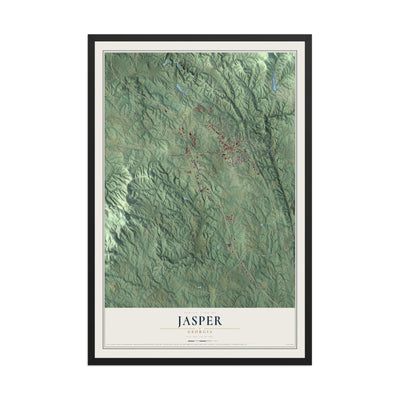 Jasper, Georgia map print, 12" x 18" W/ Black Ayous Wood Frame mockup