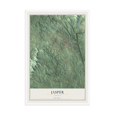 Jasper, Georgia map print, 12" x 18" W/ White Ayous Wood Frame mockup