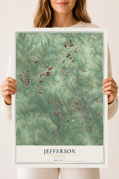 Jefferson, Georgia map print, 18" x 24" Archival Matte Print mockup