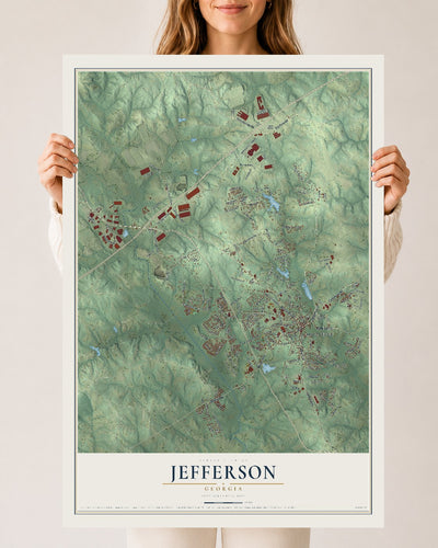 Jefferson, Georgia map print, 24" x 36" Archival Matte Print mockup