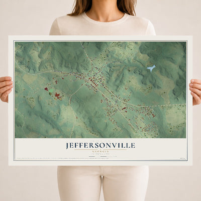 Jeffersonville, Georgia map print, 18" x 24" Archival Matte Print mockup