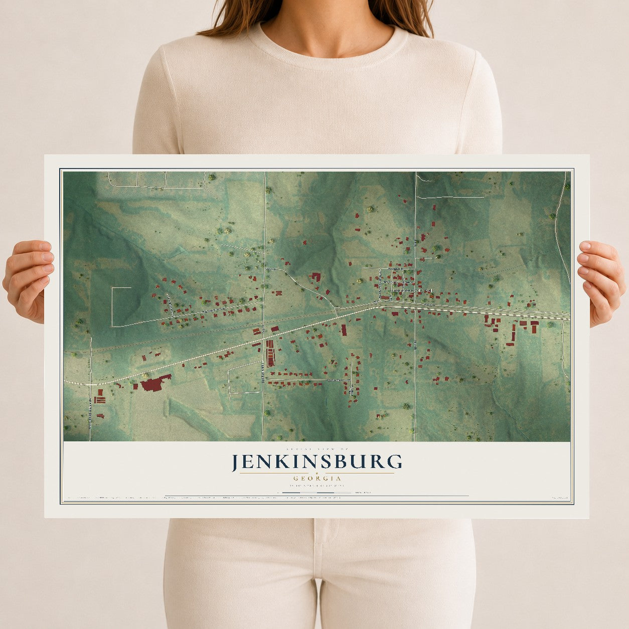 Jenkinsburg, Georgia map print, 12" x 18" Archival Matte Print mockup