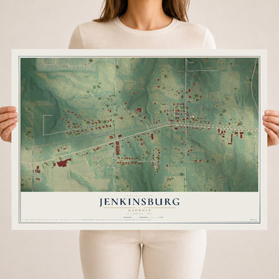Jenkinsburg, Georgia map print, 18" x 24" Archival Matte Print mockup