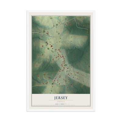 Jersey, Georgia map print, 12" x 18" W/ White Ayous Wood Frame mockup