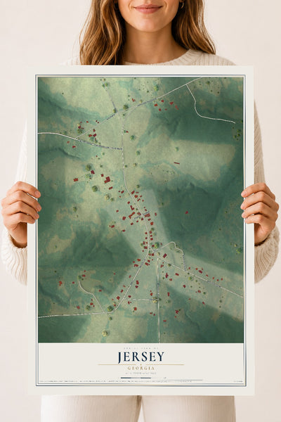 Jersey, Georgia map print, 18" x 24" Archival Matte Print mockup