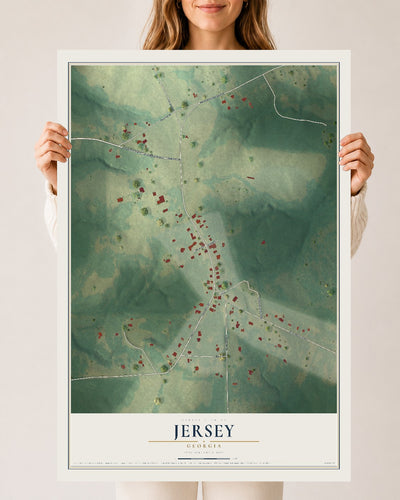 Jersey, Georgia map print, 24" x 36" Archival Matte Print mockup