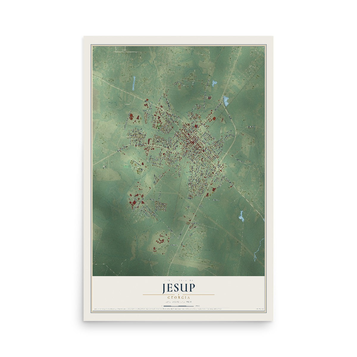 Jesup, Georgia map print, 12" x 18" Archival Matte Print mockup