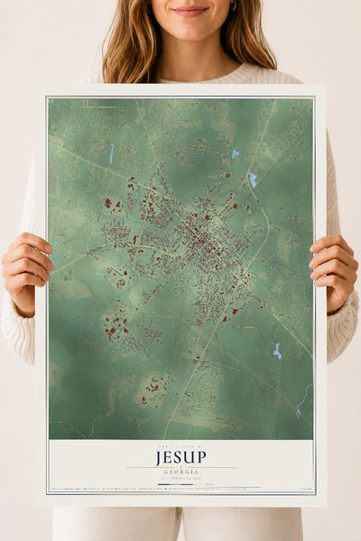 Jesup, Georgia map print, 18" x 24" Archival Matte Print mockup