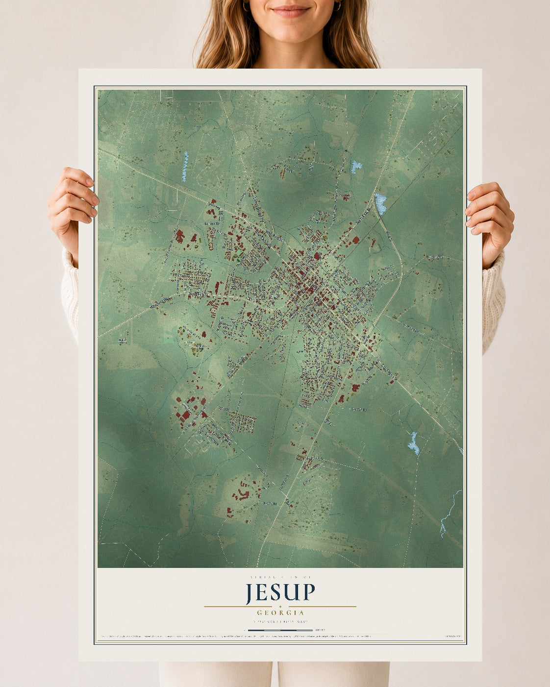 Jesup, Georgia map print, 24" x 36" Archival Matte Print mockup