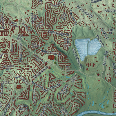 Close-up 2 of the Johns Creek, Georgia map artwork
