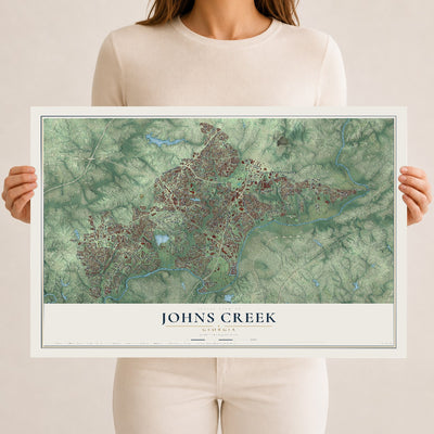 Johns Creek, Georgia map print, 12" x 18" Archival Matte Print mockup