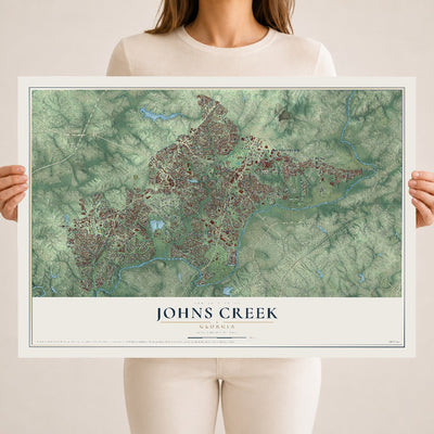 Johns Creek, Georgia map print, 18" x 24" Archival Matte Print mockup