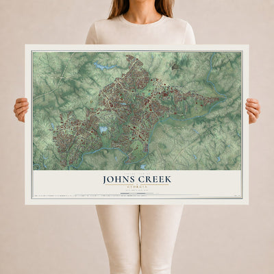 Johns Creek, Georgia map print, 24" x 36" Archival Matte Print mockup