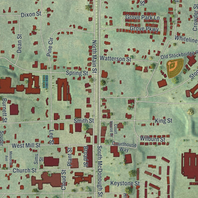 Close-up 1 of the Jonesboro, Georgia map artwork