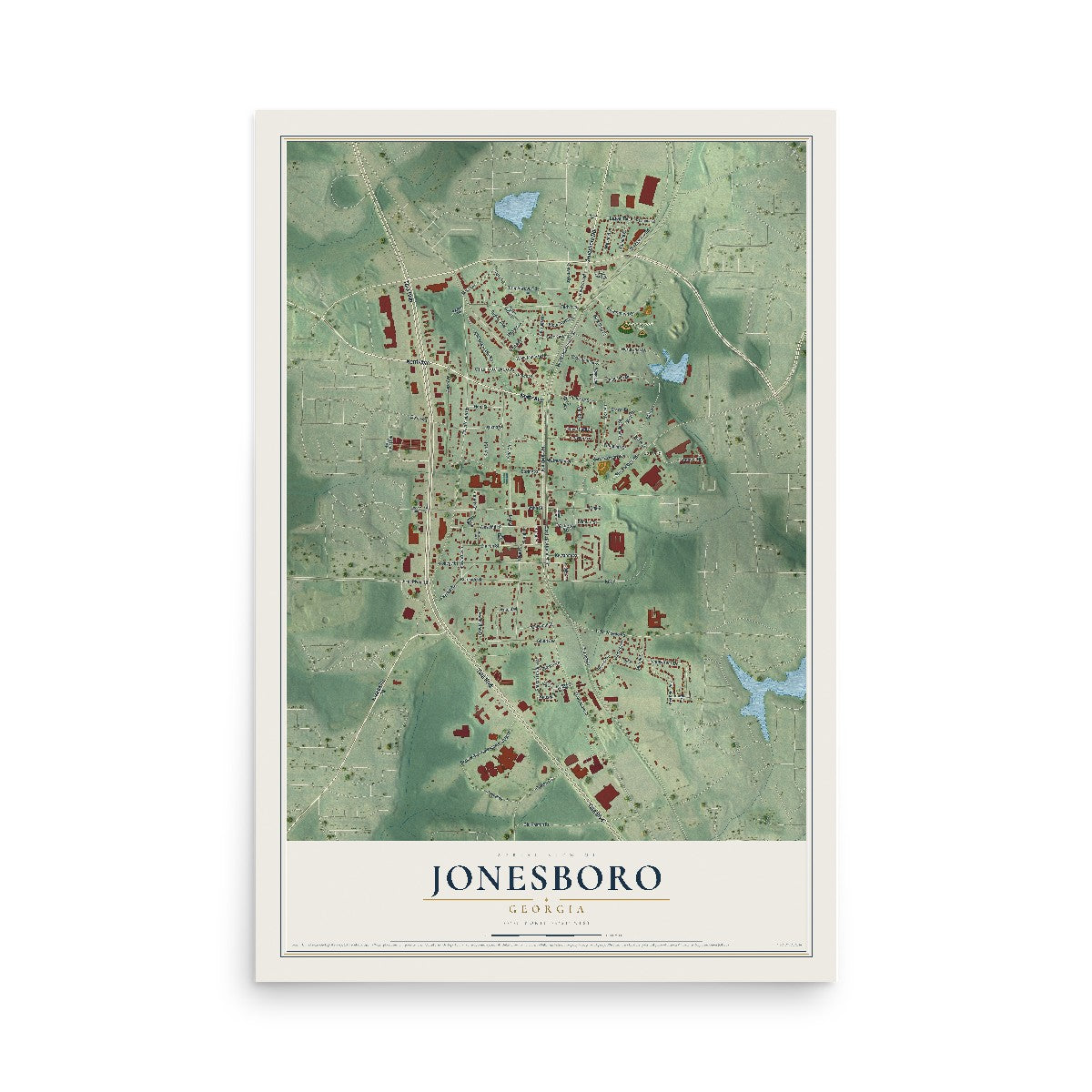 Jonesboro, Georgia map print, 12" x 18" Archival Matte Print mockup