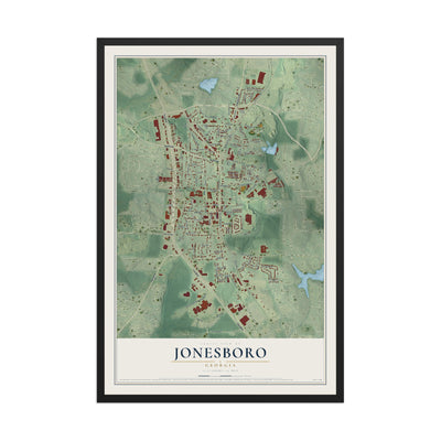 Jonesboro, Georgia map print, 12" x 18" W/ Black Ayous Wood Frame mockup