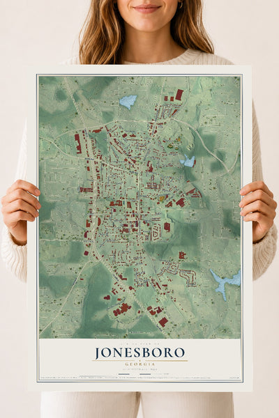 Jonesboro, Georgia map print, 18" x 24" Archival Matte Print mockup