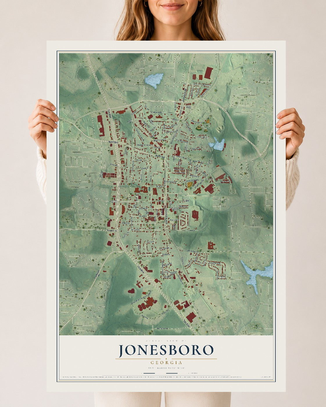 Jonesboro, Georgia map print, 24" x 36" Archival Matte Print mockup