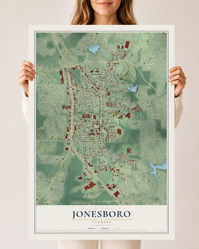 Jonesboro, Georgia map print, 24" x 36" Archival Matte Print mockup