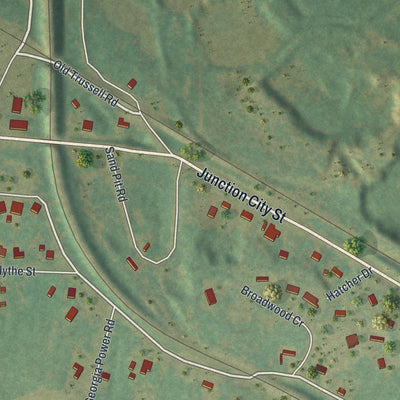 Close-up 2 of the Junction City, Georgia map artwork