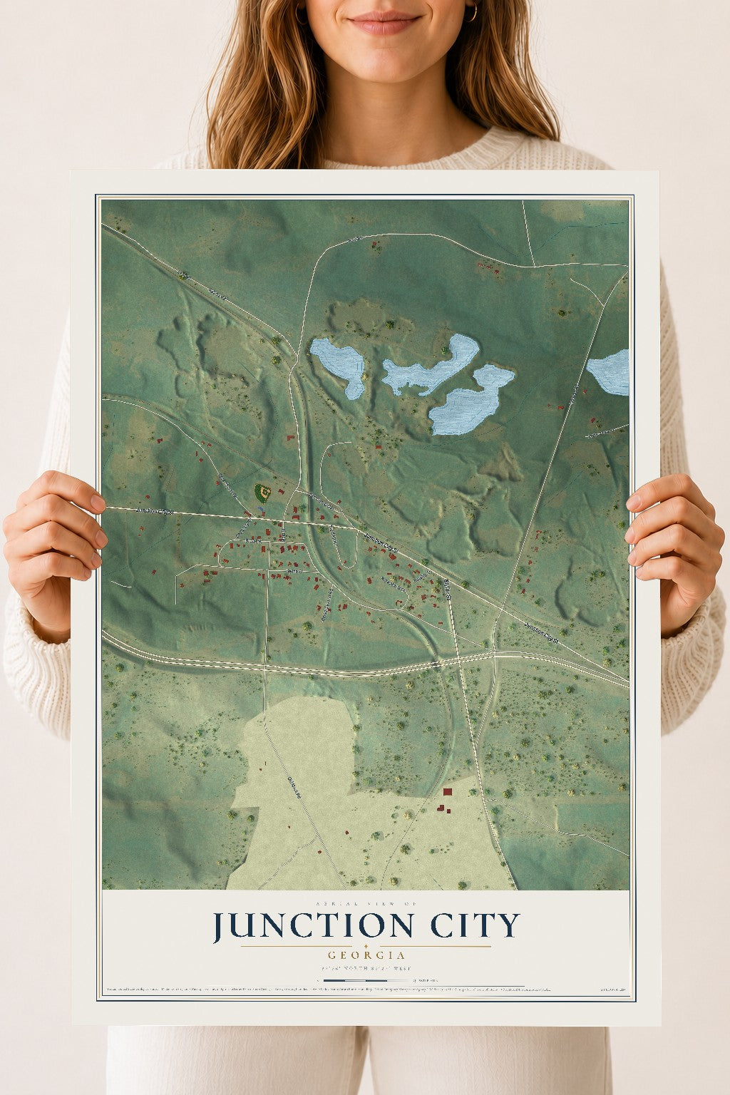 Junction City, Georgia map print, 18" x 24" Archival Matte Print mockup