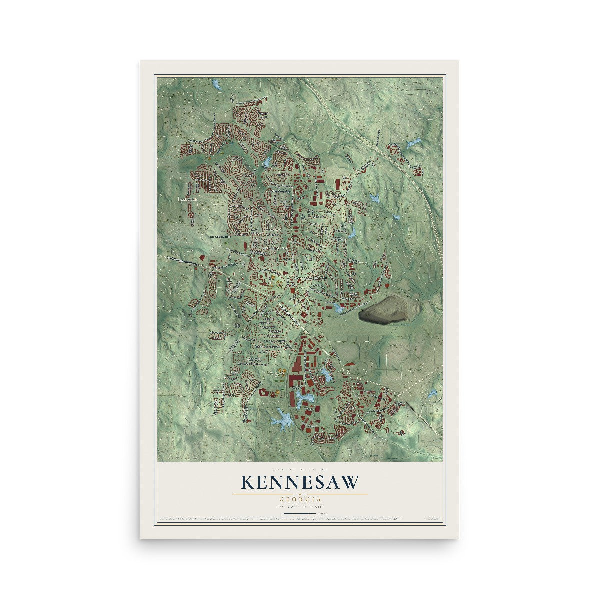 Kennesaw, Georgia map print, 12" x 18" Archival Matte Print mockup