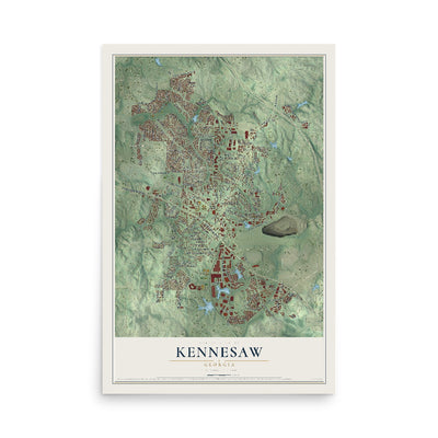 Kennesaw, Georgia map print, 12" x 18" Archival Matte Print mockup