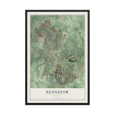 Kennesaw, Georgia map print, 12" x 18" W/ Black Ayous Wood Frame mockup
