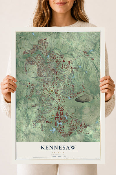 Kennesaw, Georgia map print, 18" x 24" Archival Matte Print mockup