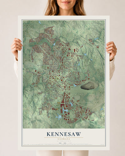 Kennesaw, Georgia map print, 24" x 36" Archival Matte Print mockup