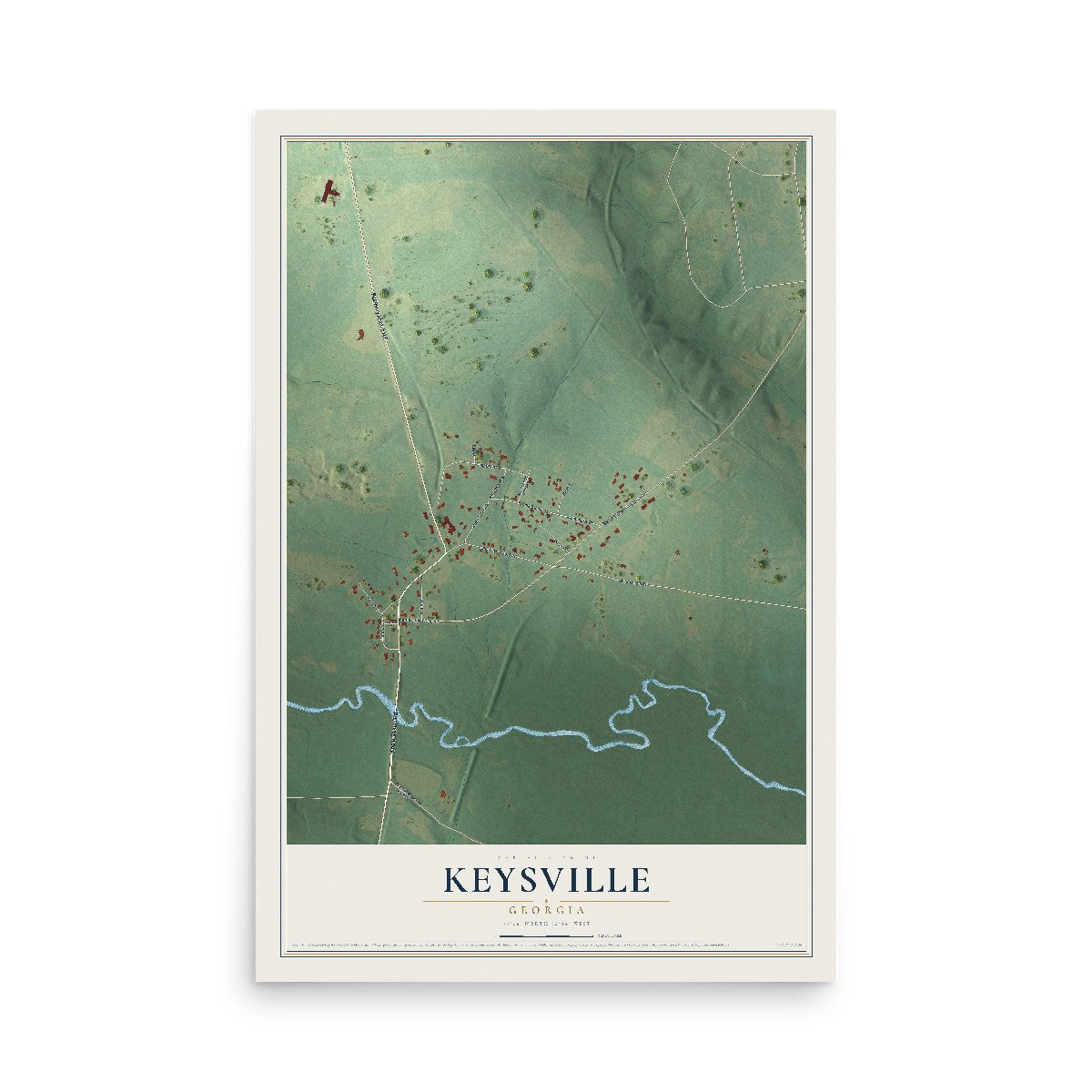 Keysville, Georgia map print, 12" x 18" Archival Matte Print mockup