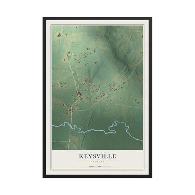 Keysville, Georgia map print, 12" x 18" W/ Black Ayous Wood Frame mockup
