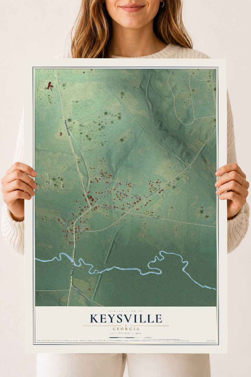 Keysville, Georgia map print, 18" x 24" Archival Matte Print mockup