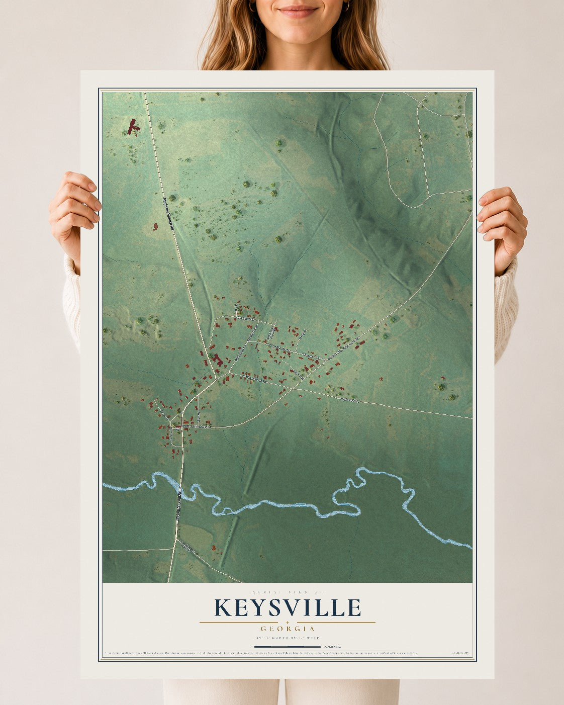 Keysville, Georgia map print, 24" x 36" Archival Matte Print mockup