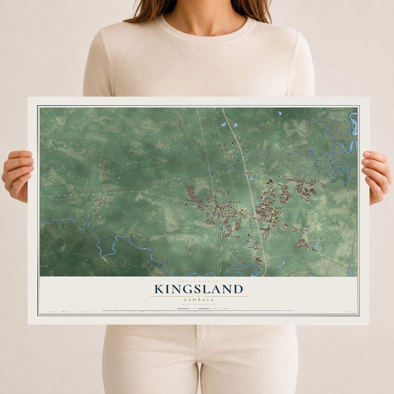 Kingsland, Georgia map print, 12" x 18" Archival Matte Print mockup