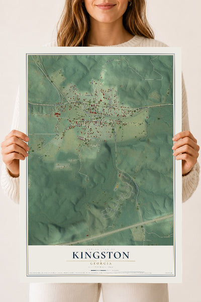 Kingston, Georgia map print, 18" x 24" Archival Matte Print mockup