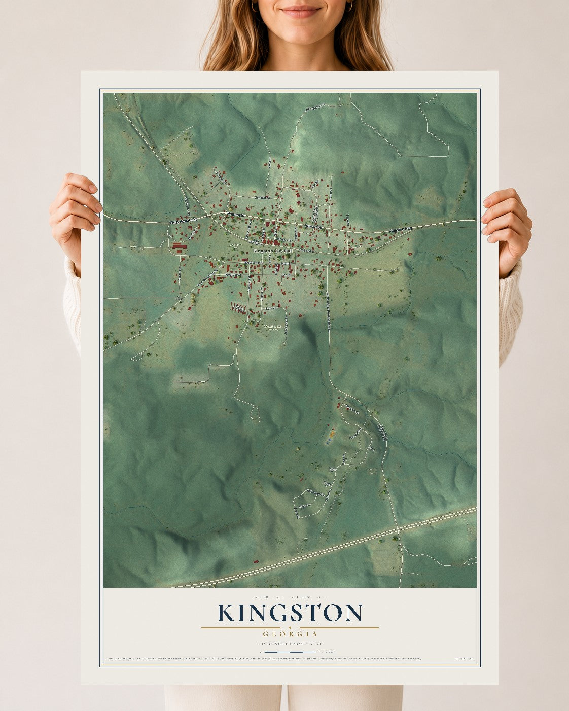 Kingston, Georgia map print, 24" x 36" Archival Matte Print mockup