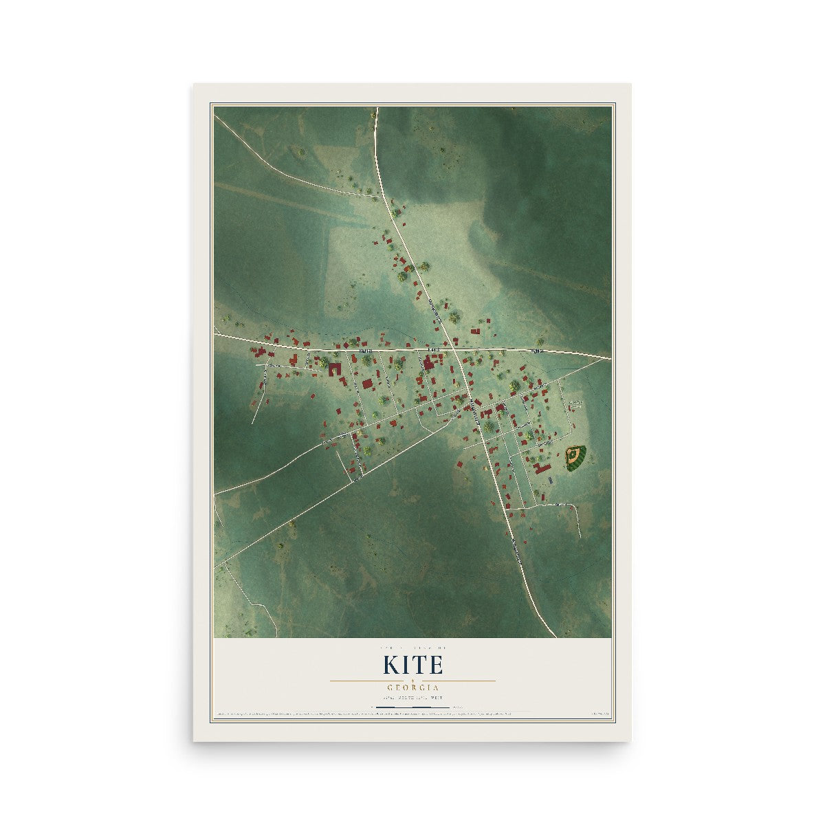Kite, Georgia map print, 12" x 18" Archival Matte Print mockup