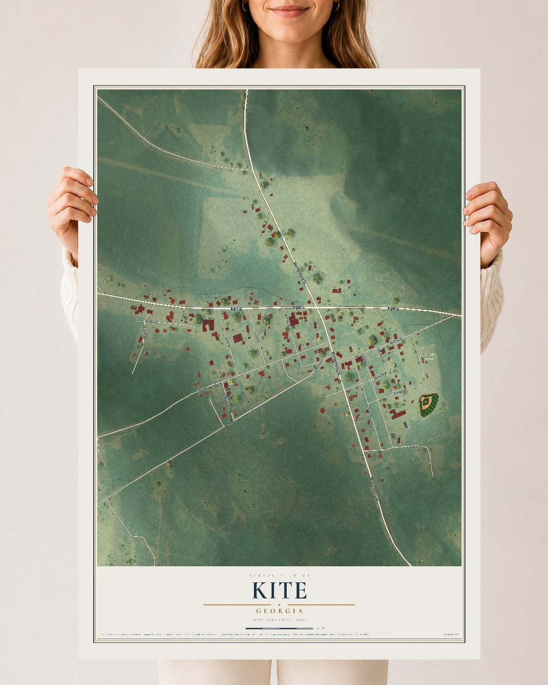 Kite, Georgia map print, 24" x 36" Archival Matte Print mockup