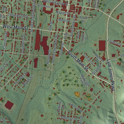 Close-up 1 of the LaFayette, Georgia map artwork