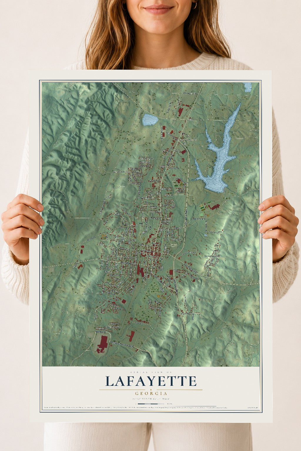 LaFayette, Georgia map print, 18" x 24" Archival Matte Print mockup