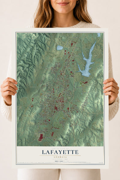 LaFayette, Georgia map print, 18" x 24" Archival Matte Print mockup